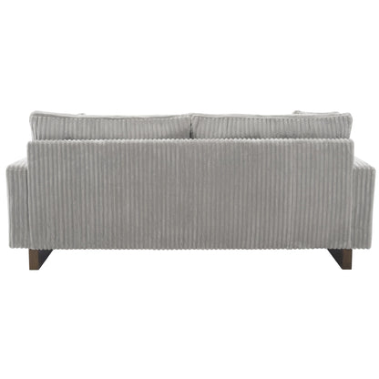 Modern Grey Corduroy Loveseat Sofa with Four Pillows, Upholstered 80.3' Couch for Living Room, Plywood and Pine Frame - 1st Choice Furniture Direct
