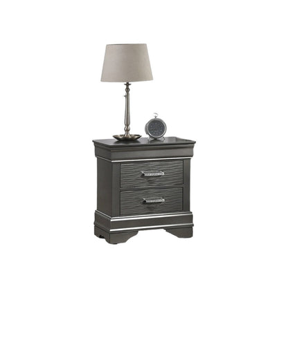 Modern Grey Transitional Wooden Nightstand Bedside Table 2x Drawers Bedroom Furniture - 1st Choice Furniture Direct
