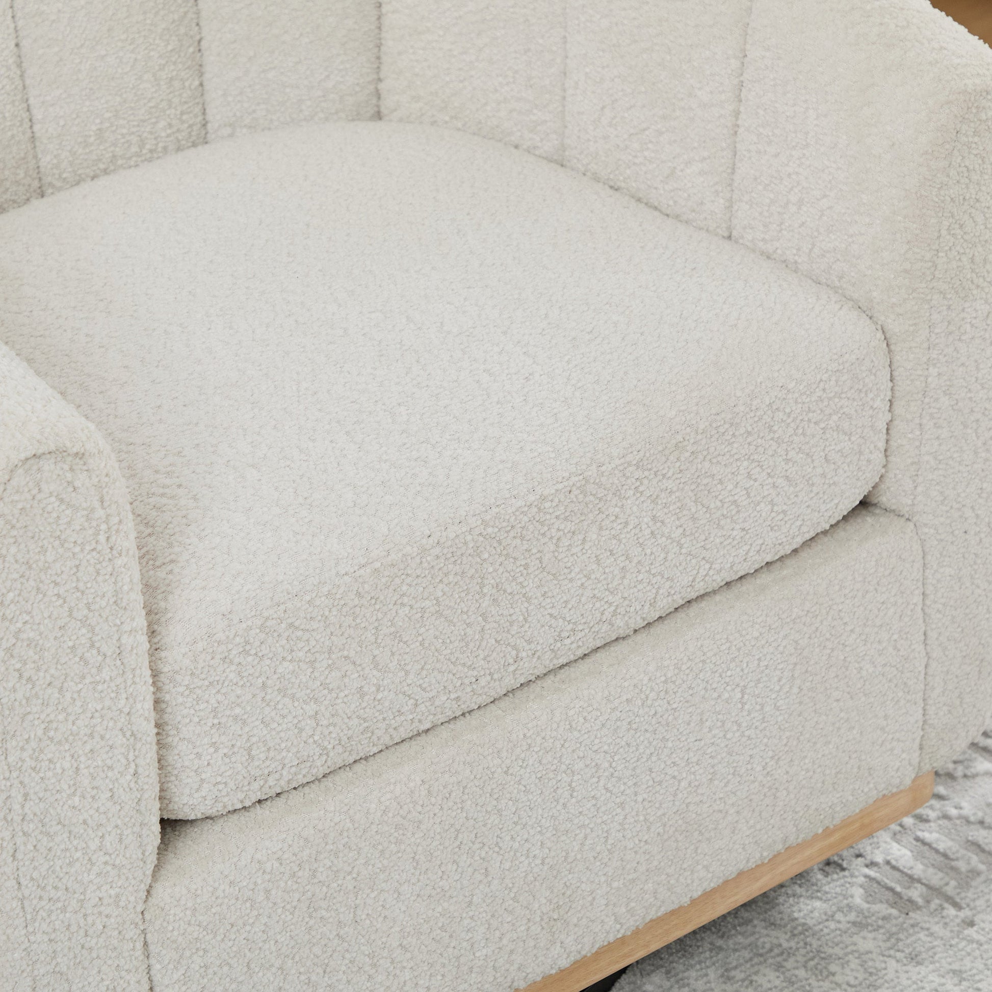 Modern Ivory Chenille Cushioned Metal Base Swivel Barrel Chair, 32.28' Wide Upholstered Tufted Pumpkin - Shape Club Armchair - 1st Choice Furniture Direct