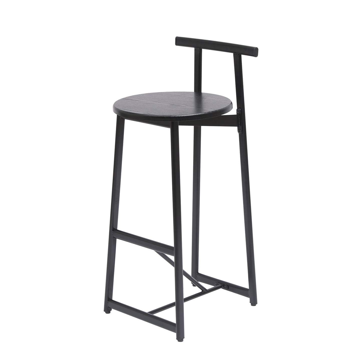 Modern Kitchen Bar Stools Set of 3 with Footrest in Black, Metal Frame & MDF Seat, 27''H - 1st Choice Furniture Direct