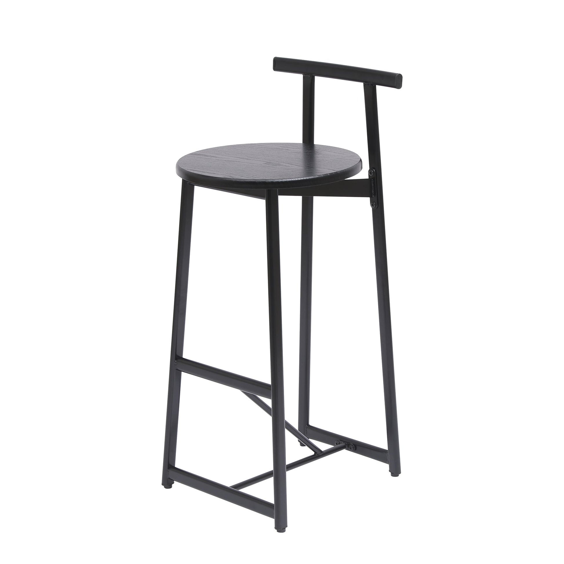 Modern Kitchen Bar Stools Set of 3 with Footrest in Black, Metal Frame & MDF Seat, 27''H - 1st Choice Furniture Direct