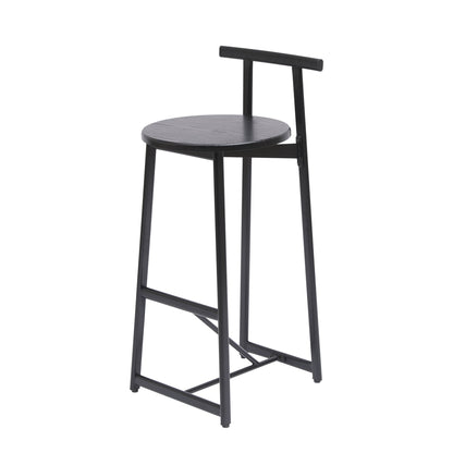 Modern Kitchen Bar Stools Set of 3 with Footrest in Black, Metal Frame & MDF Seat, 27''H - 1st Choice Furniture Direct