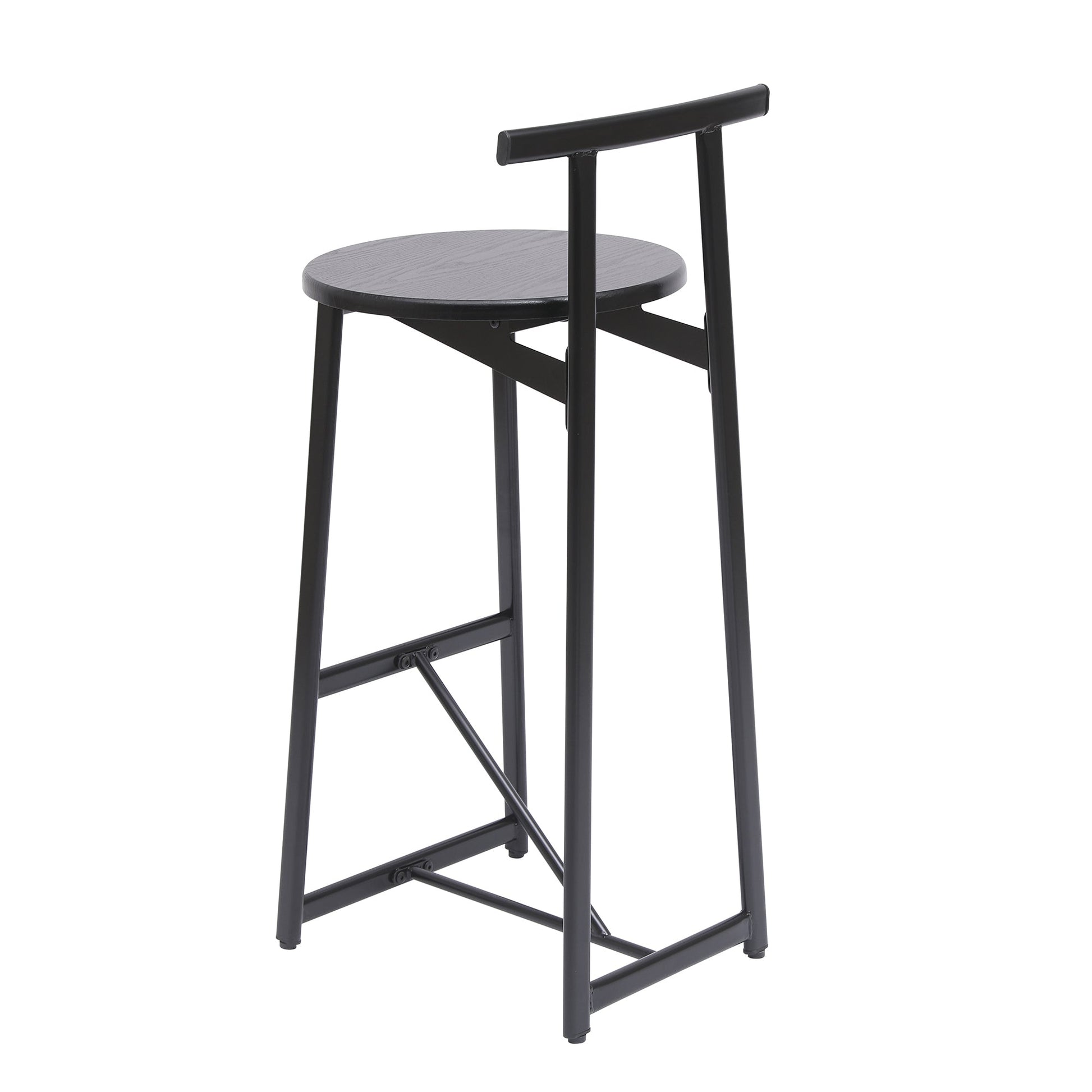 Modern Kitchen Bar Stools Set of 3 with Footrest in Black, Metal Frame & MDF Seat, 27''H - 1st Choice Furniture Direct