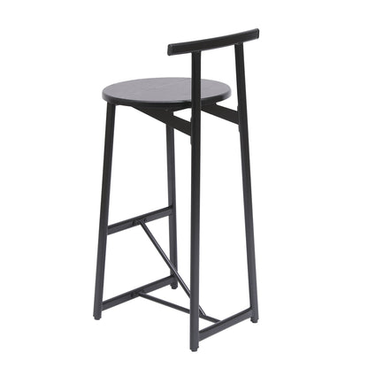 Modern Kitchen Bar Stools Set of 3 with Footrest in Black, Metal Frame & MDF Seat, 27''H - 1st Choice Furniture Direct