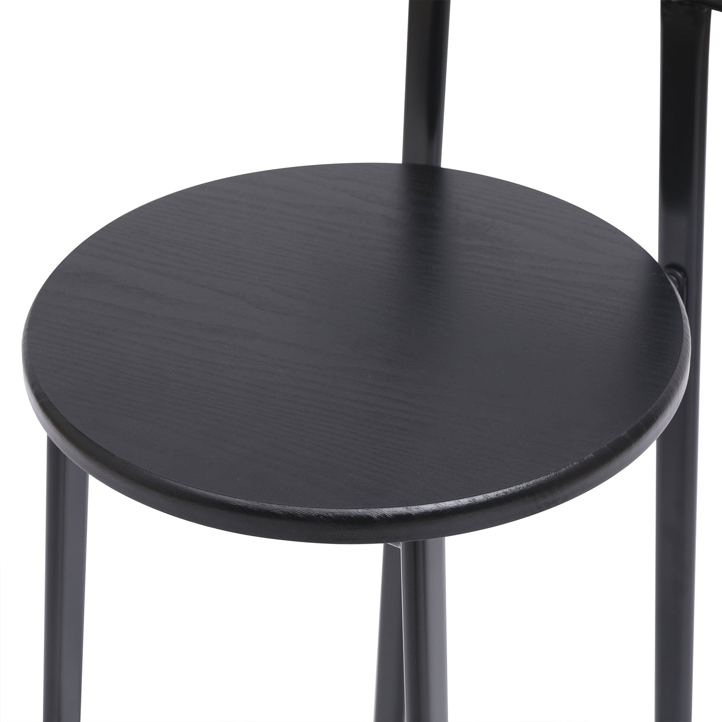 Modern Kitchen Bar Stools Set of 3 with Footrest in Black, Metal Frame & MDF Seat, 27''H - 1st Choice Furniture Direct