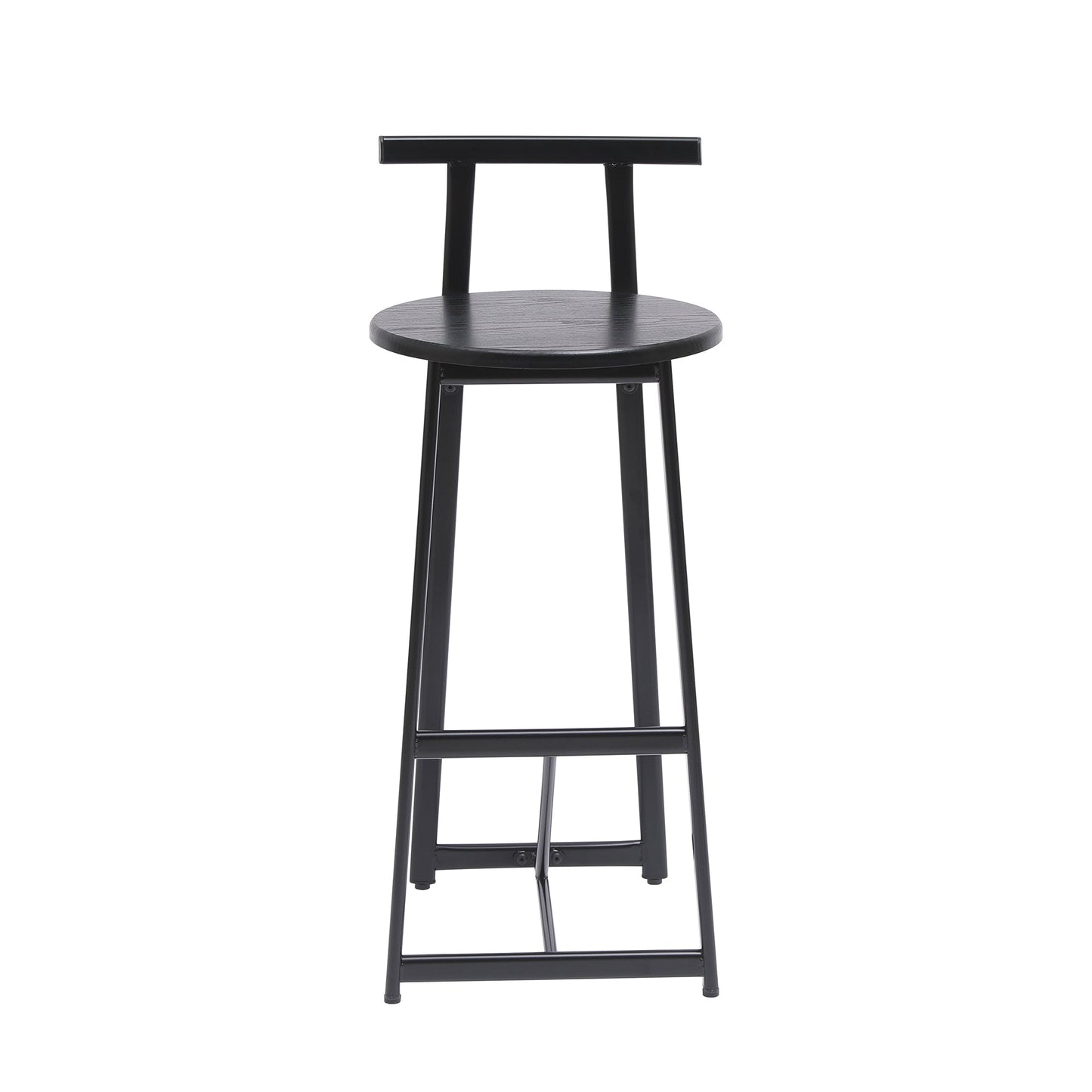 Modern Kitchen Bar Stools Set of 3 with Footrest in Black, Metal Frame & MDF Seat, 27''H - 1st Choice Furniture Direct