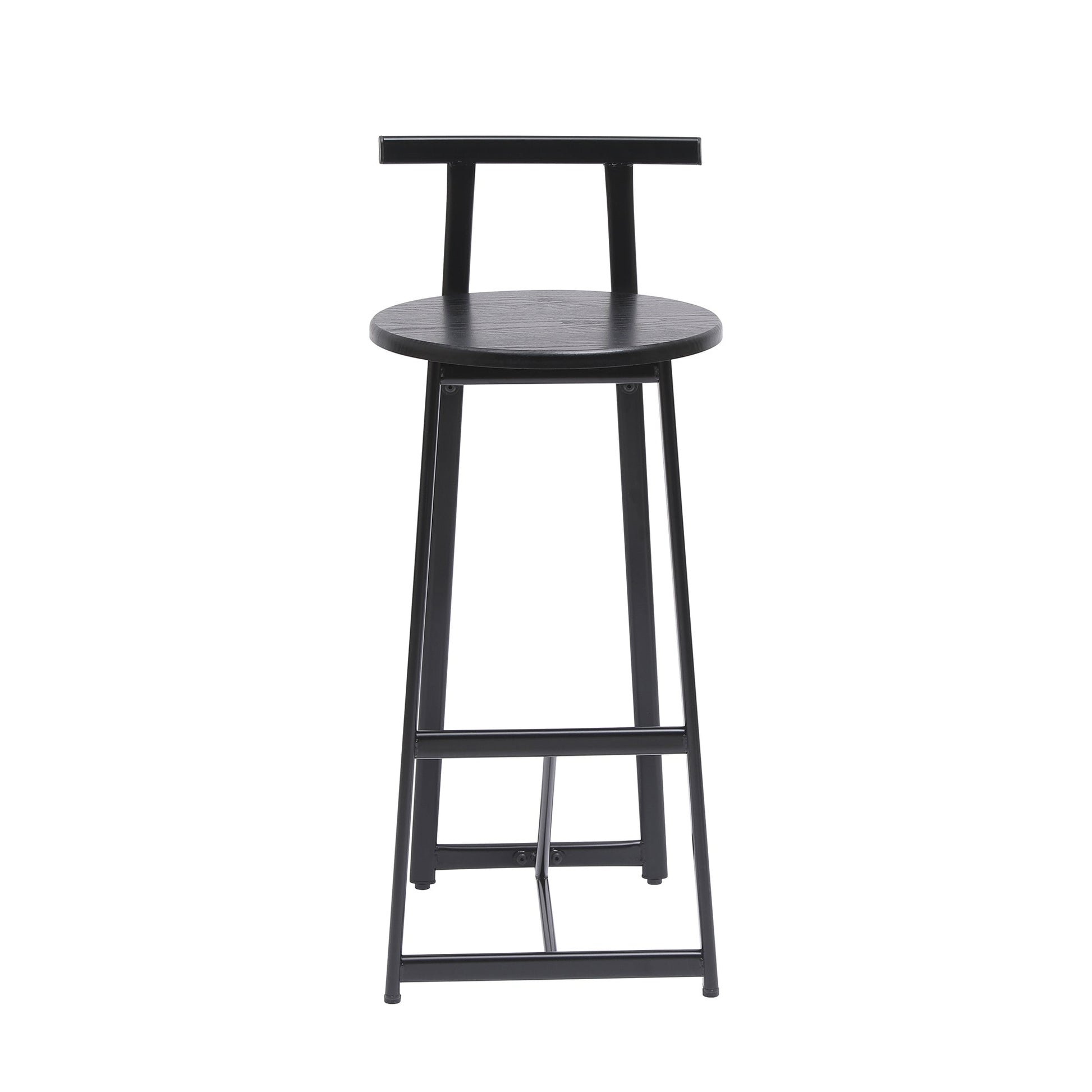 Modern Kitchen Bar Stools Set of 3 with Footrest in Black, Metal Frame & MDF Seat, 27''H - 1st Choice Furniture Direct