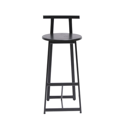 Modern Kitchen Bar Stools Set of 3 with Footrest in Black, Metal Frame & MDF Seat, 27''H - 1st Choice Furniture Direct