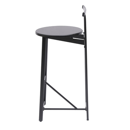 Modern Kitchen Bar Stools Set of 3 with Footrest in Black, Metal Frame & MDF Seat, 27''H - 1st Choice Furniture Direct