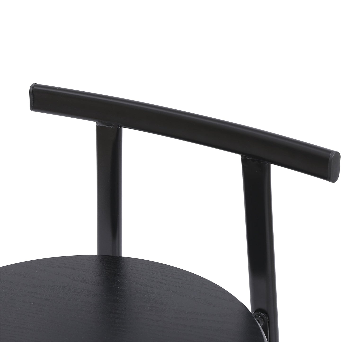 Modern Kitchen Bar Stools Set of 3 with Footrest in Black, Metal Frame & MDF Seat, 27''H - 1st Choice Furniture Direct