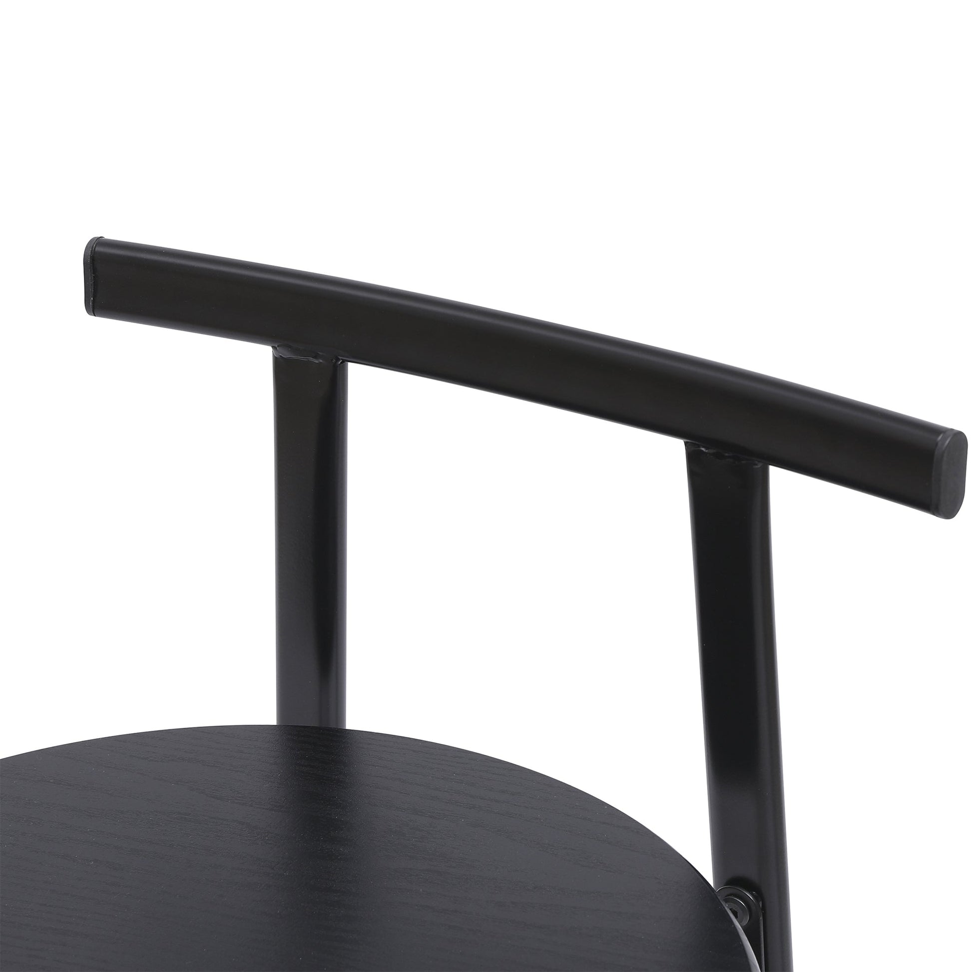 Modern Kitchen Bar Stools Set of 3 with Footrest in Black, Metal Frame & MDF Seat, 27''H - 1st Choice Furniture Direct