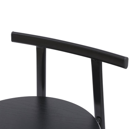 Modern Kitchen Bar Stools Set of 3 with Footrest in Black, Metal Frame & MDF Seat, 27''H - 1st Choice Furniture Direct
