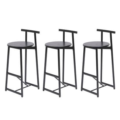 Modern Kitchen Bar Stools Set of 3 with Footrest in Black, Metal Frame & MDF Seat, 27''H - 1st Choice Furniture Direct