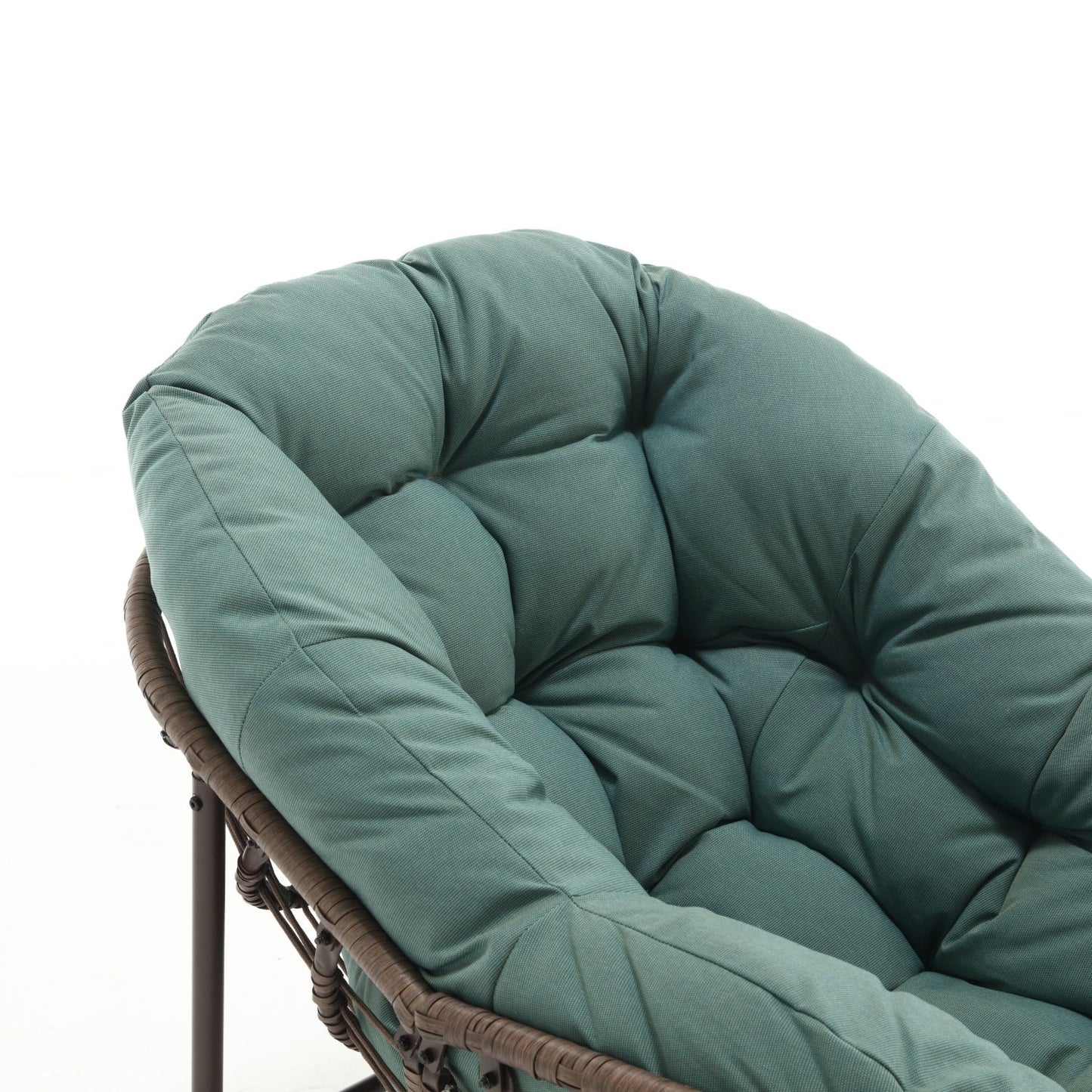 Modern Light Green Outdoor Rocking Chair, Oversized Wicker Egg Rocker with Thick Cushion, Indoor & Outdoor Lounge Chair for Balcony, Porch, Garden, Backyard, Steel Frame, 43.7''D x 37.2''W x 31.5''H - 1st Choice Furniture Direct