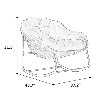 Modern Light Green Outdoor Rocking Chair, Oversized Wicker Egg Rocker with Thick Cushion, Indoor & Outdoor Lounge Chair for Balcony, Porch, Garden, Backyard, Steel Frame, 43.7''D x 37.2''W x 31.5''H - 1st Choice Furniture Direct