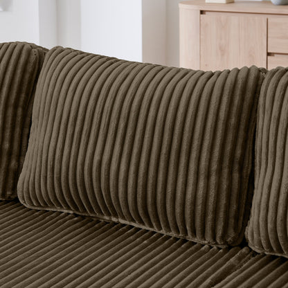 Modern Minimalist U Shape Modular Sectional Sofa, Sleeper Sofa in Corduroy, Brown - 1st Choice Furniture Direct