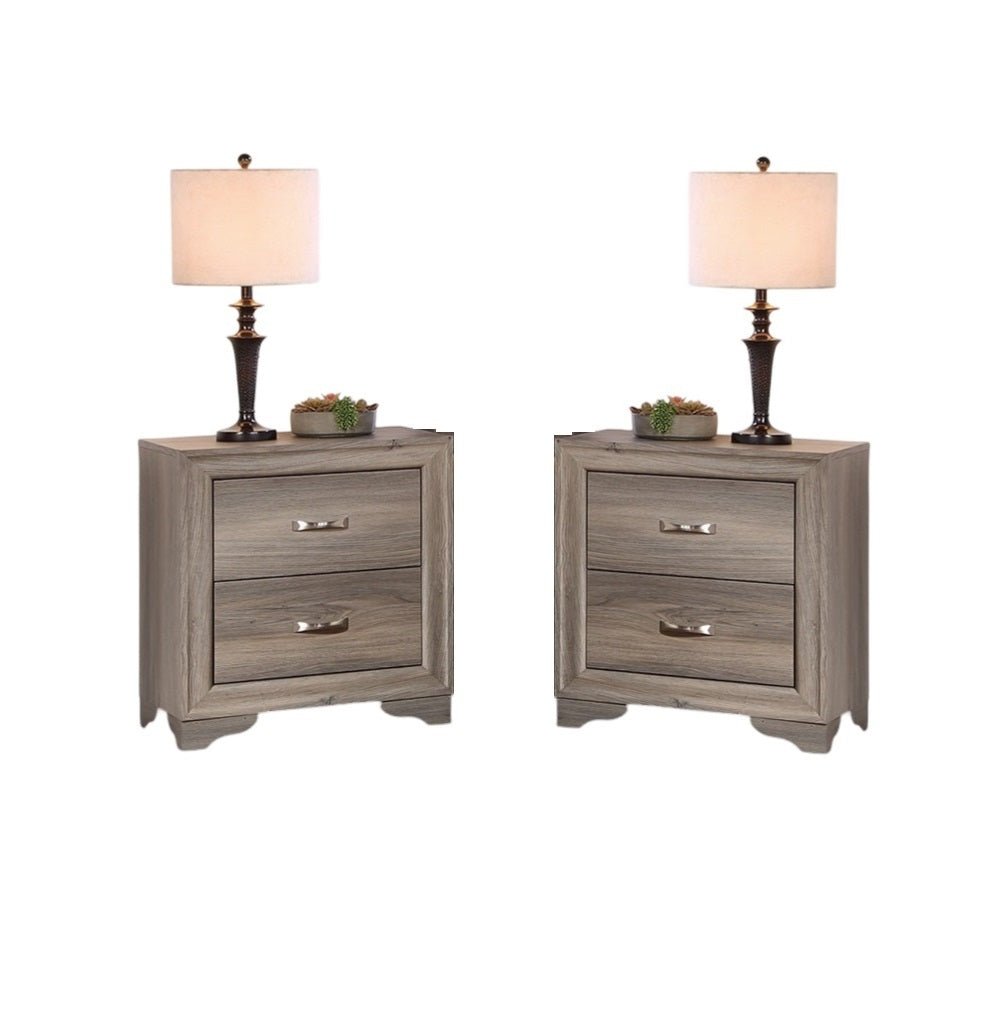 Modern Natural Wood Nightstand | 2 Drawer Minimalist Bedside Table - 1st Choice Furniture Direct