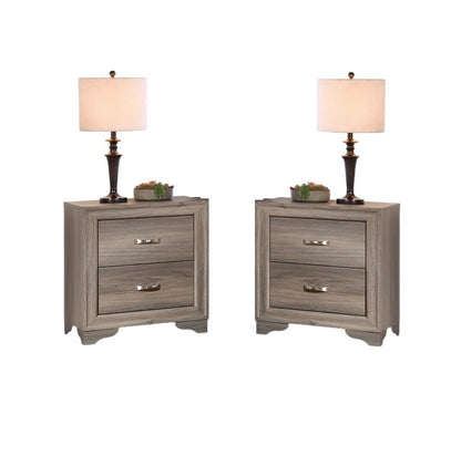 Modern Natural Wood Nightstand | 2 Drawer Minimalist Bedside Table - 1st Choice Furniture Direct