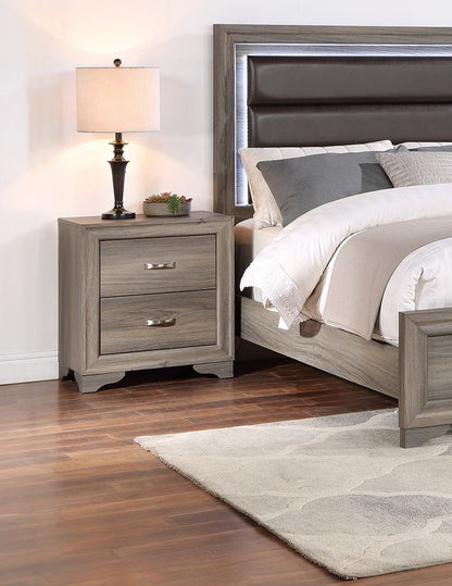 Modern Natural Wood Nightstand | 2 Drawer Minimalist Bedside Table - 1st Choice Furniture Direct