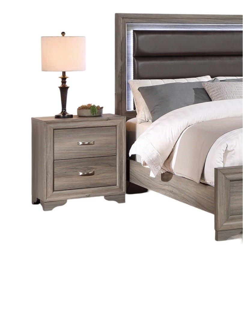 Modern Natural Wood Nightstand | 2 Drawer Minimalist Bedside Table - 1st Choice Furniture Direct