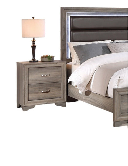 Modern Natural Wood Nightstand | 2 Drawer Minimalist Bedside Table - 1st Choice Furniture Direct