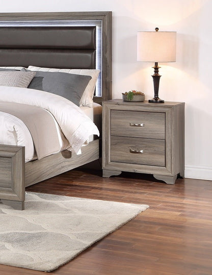 Modern Natural Wood Nightstand | 2 Drawer Minimalist Bedside Table - 1st Choice Furniture Direct