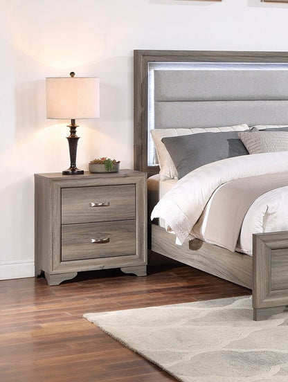 Modern Natural Wood Nightstand | 2 Drawer Minimalist Bedside Table - 1st Choice Furniture Direct