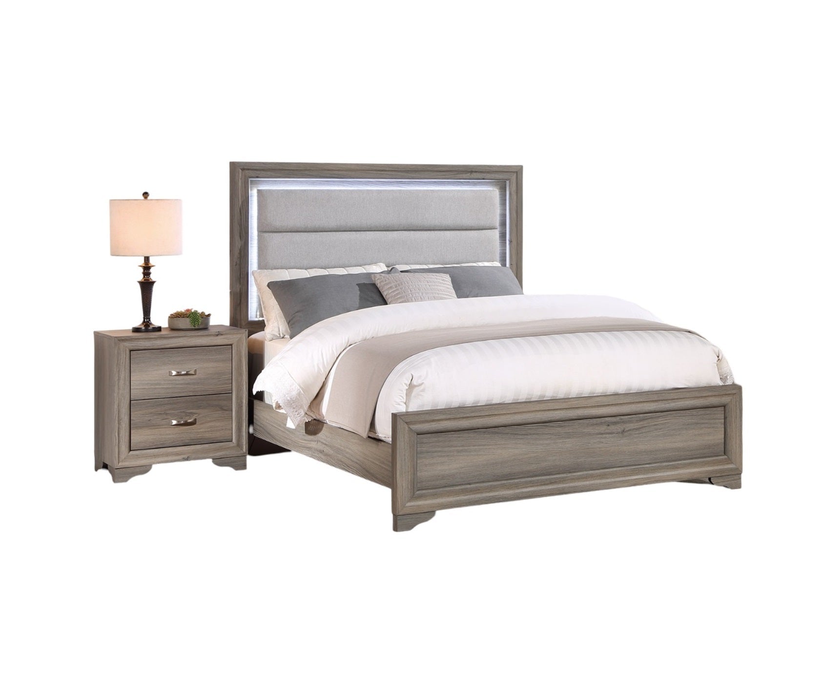 Modern Natural Wood Nightstand | 2 Drawer Minimalist Bedside Table - 1st Choice Furniture Direct