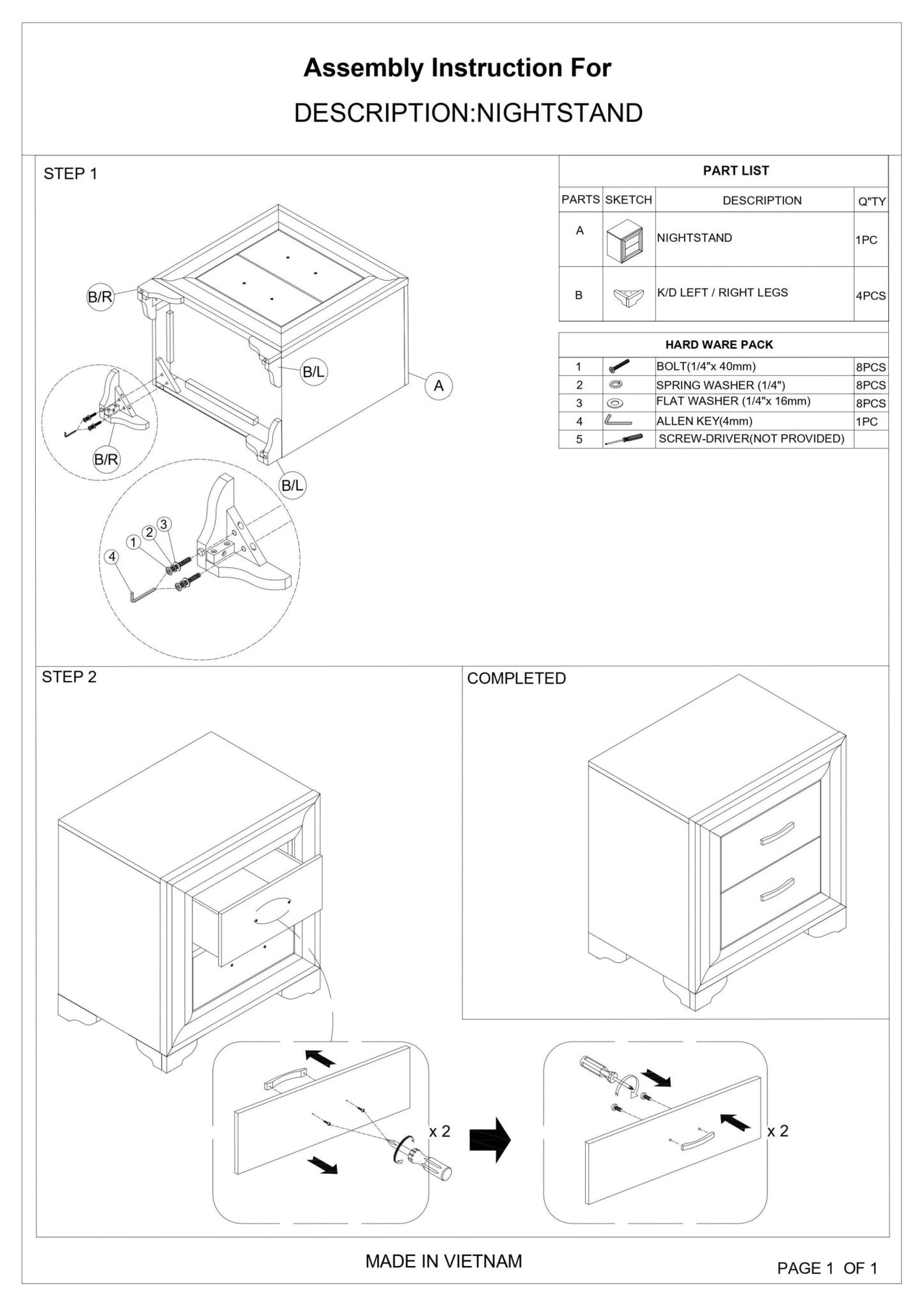 Modern Natural Wood Nightstand | 2 Drawer Minimalist Bedside Table - 1st Choice Furniture Direct