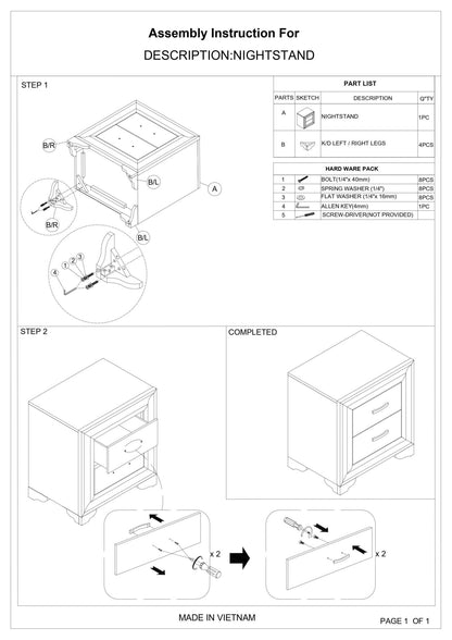 Modern Natural Wood Nightstand | 2 Drawer Minimalist Bedside Table - 1st Choice Furniture Direct