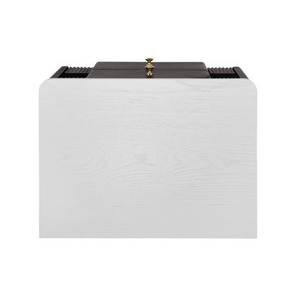 Modern Nightstand with 2 Storage Drawer, Fluted Bedside Table with Golden Metal Handles and Legs, End Table for Living Room and Bedroom, Easy Assembly, Black - 1st Choice Furniture Direct