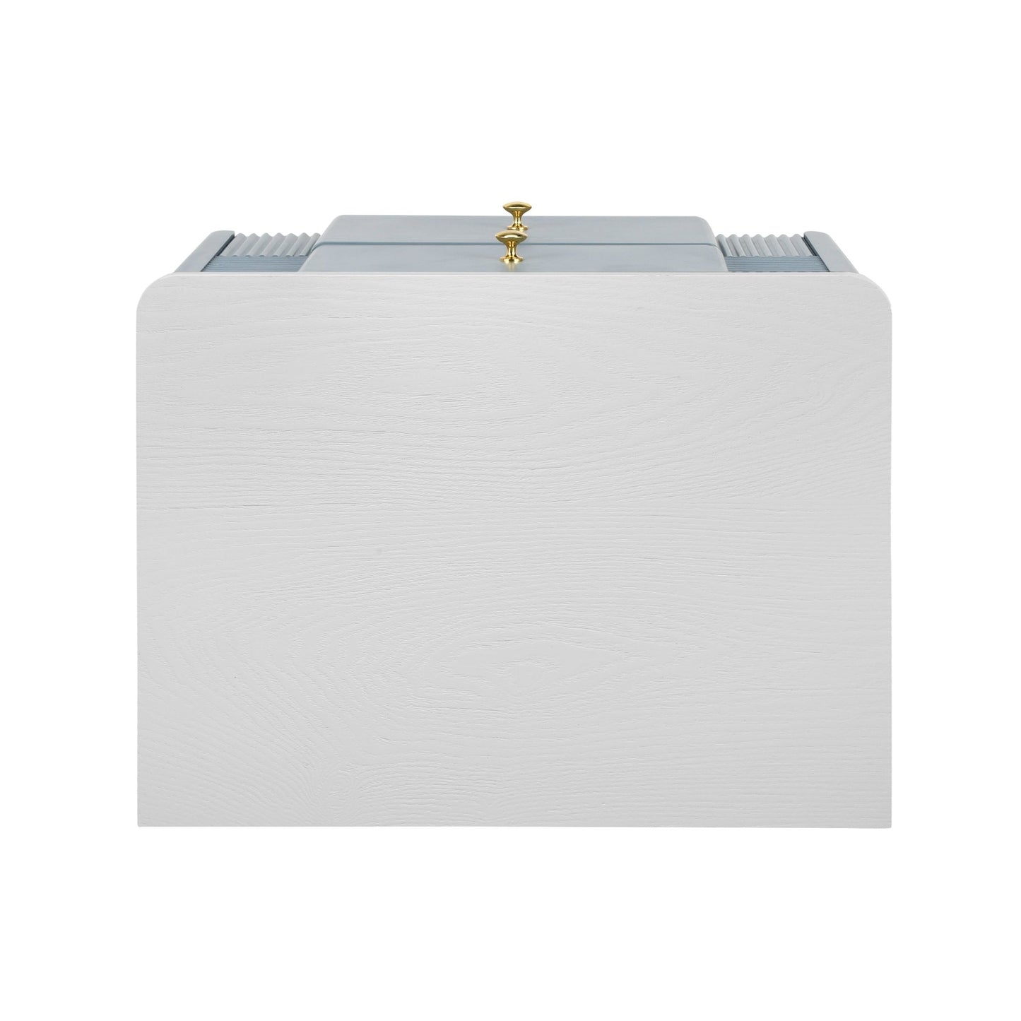 Modern Nightstand with 2 Storage Drawer, Fluted Bedside Table with Golden Metal Handles and Legs, End Table for Living Room and Bedroom, Easy Assembly, Blue - 1st Choice Furniture Direct