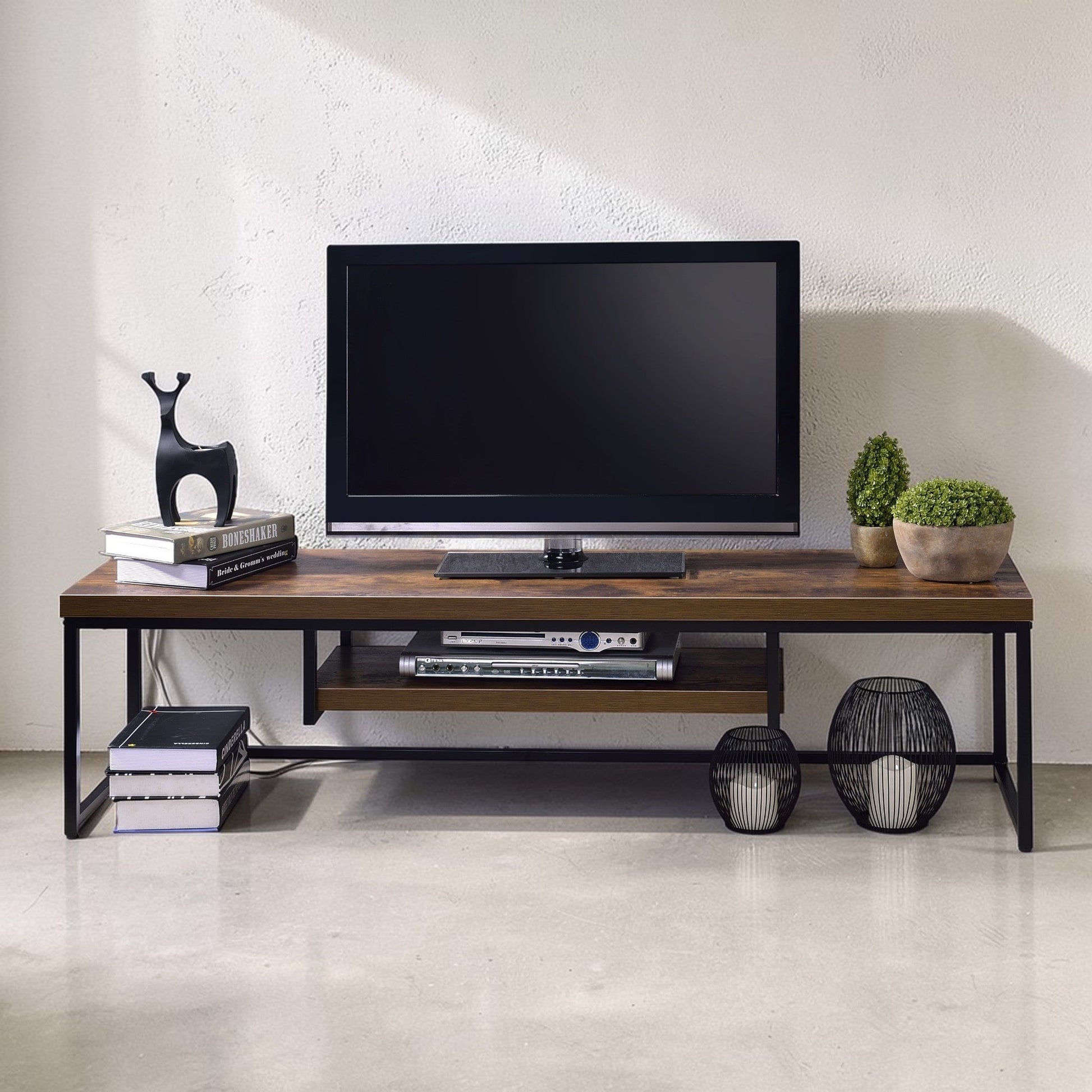 Modern Oak TV Stand for TVs Up to 60 Inches with Open Shelf - 1st Choice Furniture Direct