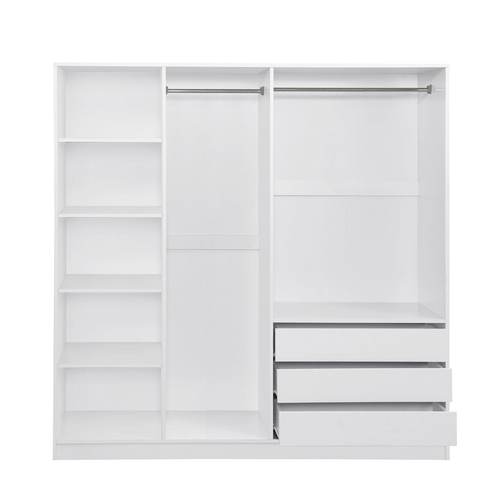 Modern Open Wardrobe Closet with Shelves, Drawers & Hanging Rods - 1st Choice Furniture Direct