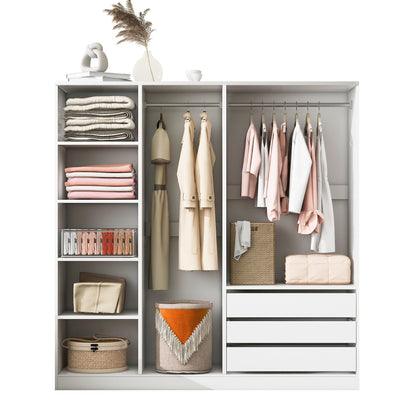 Modern Open Wardrobe Closet with Shelves, Drawers & Hanging Rods - 1st Choice Furniture Direct
