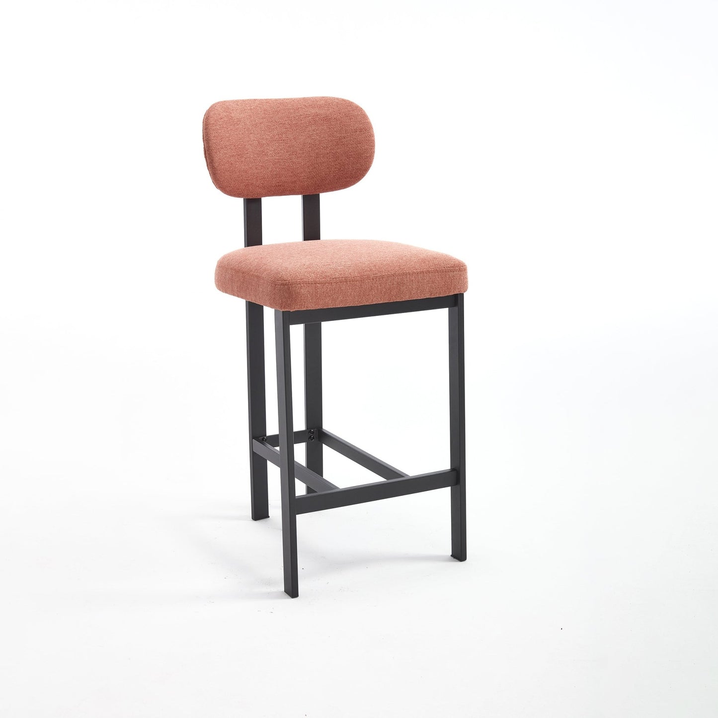 Modern Orange Counter Height Bar Stools Set of 2 | Upholstered Fabric Chairs with Metal Legs (26”) - 1st Choice Furniture Direct