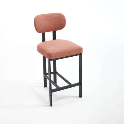 Modern Orange Counter Height Bar Stools Set of 2 | Upholstered Fabric Chairs with Metal Legs (26”) - 1st Choice Furniture Direct