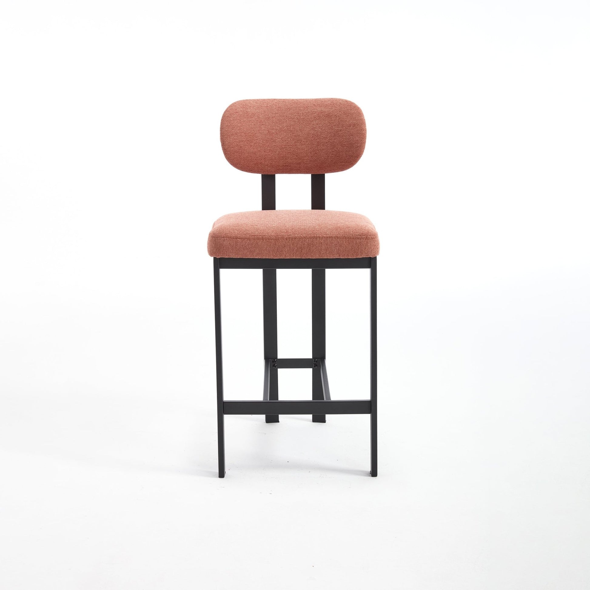 Modern Orange Counter Height Bar Stools Set of 2 | Upholstered Fabric Chairs with Metal Legs (26”) - 1st Choice Furniture Direct