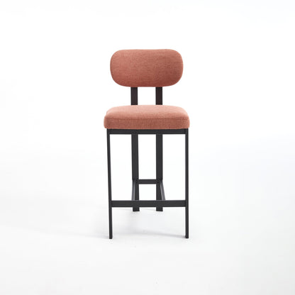 Modern Orange Counter Height Bar Stools Set of 2 | Upholstered Fabric Chairs with Metal Legs (26”) - 1st Choice Furniture Direct