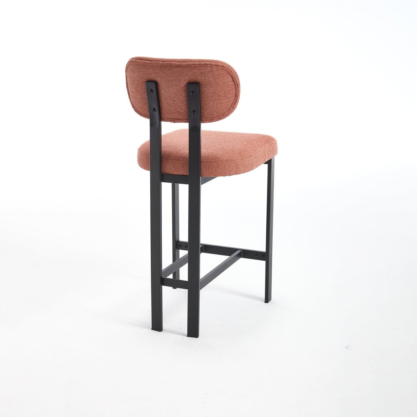 Modern Orange Counter Height Bar Stools Set of 2 | Upholstered Fabric Chairs with Metal Legs (26”) - 1st Choice Furniture Direct