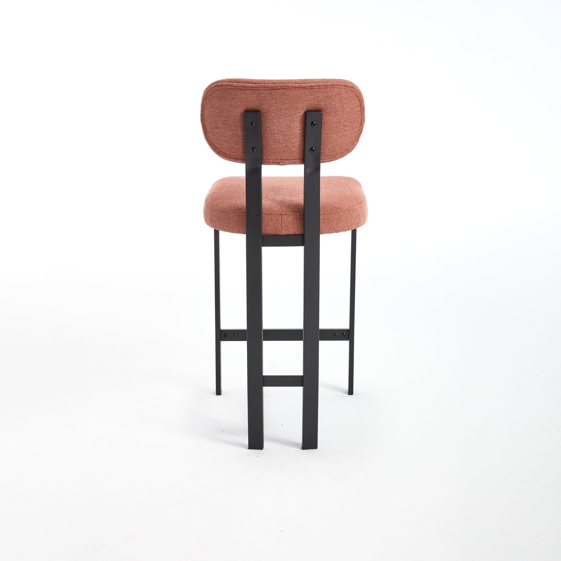 Modern Orange Counter Height Bar Stools Set of 2 | Upholstered Fabric Chairs with Metal Legs (26”) - 1st Choice Furniture Direct