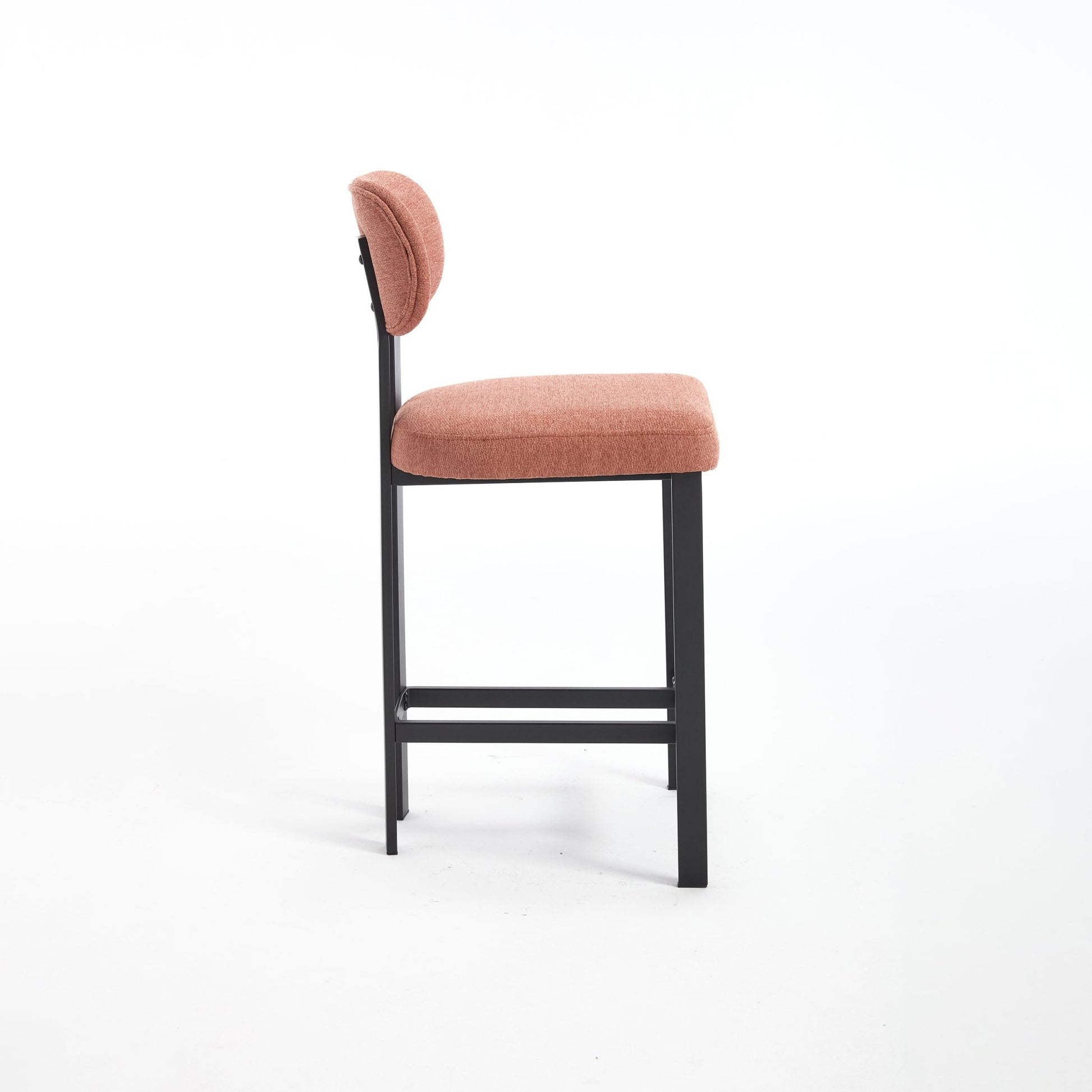 Modern Orange Counter Height Bar Stools Set of 2 | Upholstered Fabric Chairs with Metal Legs (26”) - 1st Choice Furniture Direct