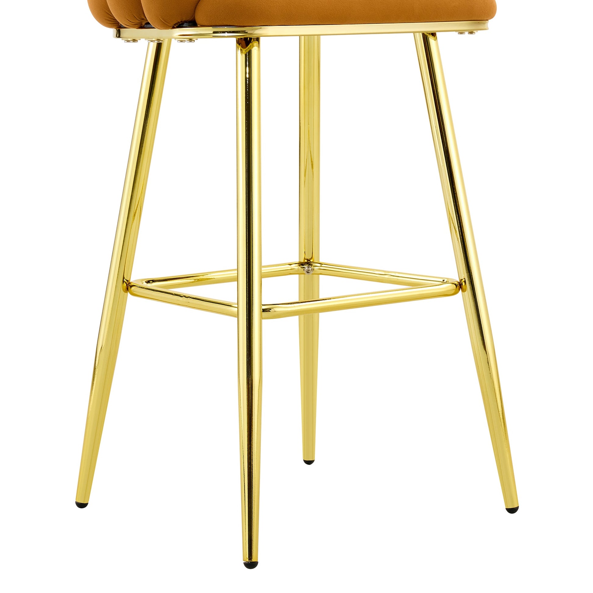 Modern Orange Velvet Bubble Chair Ball Chain Stools with Gold Legs, Tufted Bar Chairs for Kitchen Island & Home Bar - 1st Choice Furniture Direct