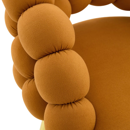 Modern Orange Velvet Bubble Chair Ball Chain Stools with Gold Legs, Tufted Bar Chairs for Kitchen Island & Home Bar - 1st Choice Furniture Direct