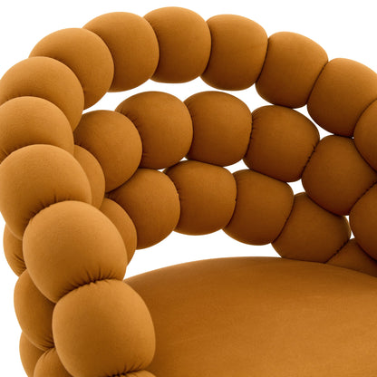 Modern Orange Velvet Bubble Chair Ball Chain Stools with Gold Legs, Tufted Bar Chairs for Kitchen Island & Home Bar - 1st Choice Furniture Direct