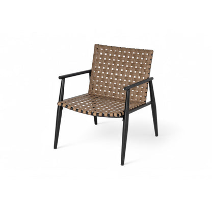 Modern Outdoor Chat Set: 2 PE Rattan Chairs + Black Steel & Tempered Glass Side Table – Durable & Stylish in Black+Brown - 1st Choice Furniture Direct