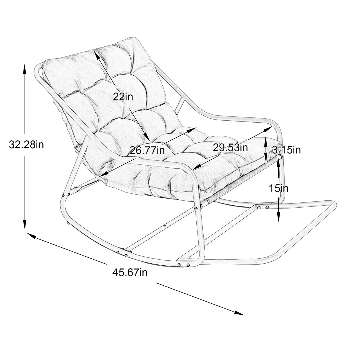 Modern Outdoor Rocking Lounge Chair with Ottoman and Thick Cushion - 1st Choice Furniture Direct