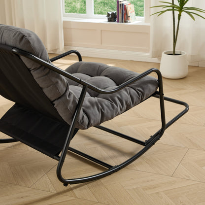 Modern Outdoor Rocking Lounge Chair with Ottoman and Thick Cushion - 1st Choice Furniture Direct