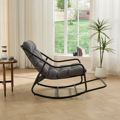 Modern Outdoor Rocking Lounge Chair with Ottoman and Thick Cushion - 1st Choice Furniture Direct