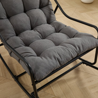 Modern Outdoor Rocking Lounge Chair with Ottoman and Thick Cushion - 1st Choice Furniture Direct